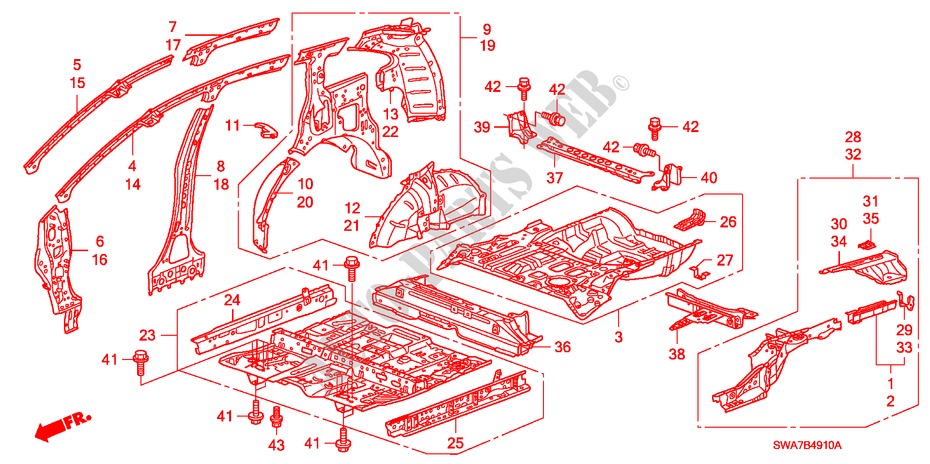 BODEN/INNENBLECHE für Honda CR-V DIESEL 2.2 S&L PACKAGE 5 Türen 6 gang-Schaltgetriebe 2007