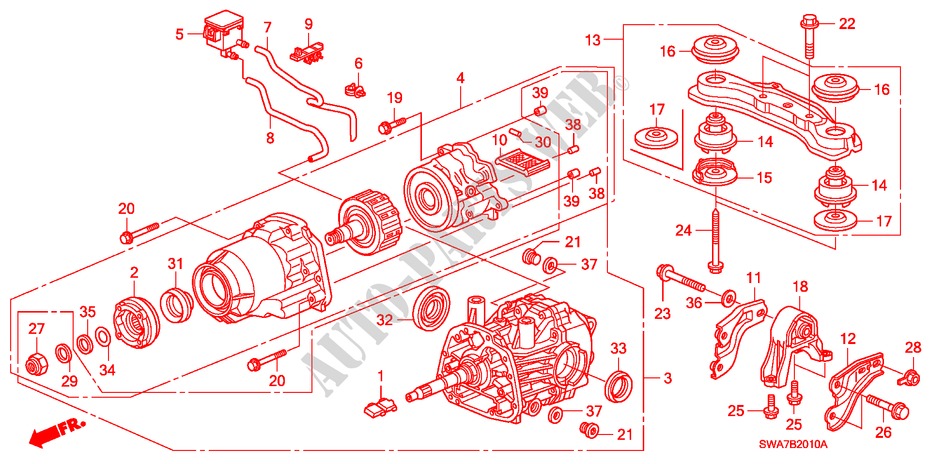 DIFFERENTIAL, HINTEN/FASSUNG für Honda CR-V DIESEL 2.2 ES 5 Türen 6 gang-Schaltgetriebe 2007