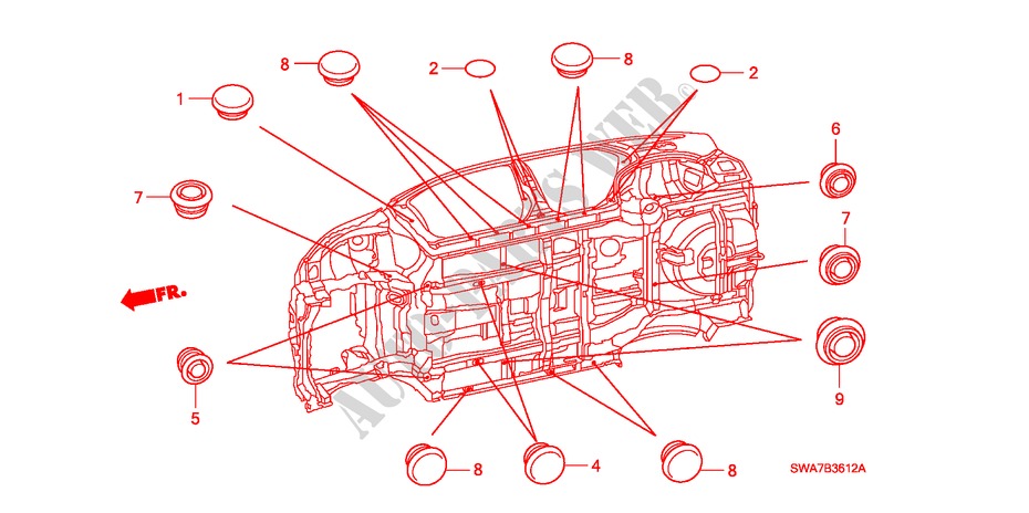 GUMMITUELLE(UNTEN) für Honda CR-V DIESEL 2.2 ES 5 Türen 6 gang-Schaltgetriebe 2007