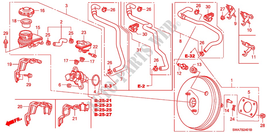 HAUPTBREMSZYLINDER/ MASTER POWER(RH) (1) für Honda CR-V EX 5 Türen 5 gang automatikgetriebe 2007