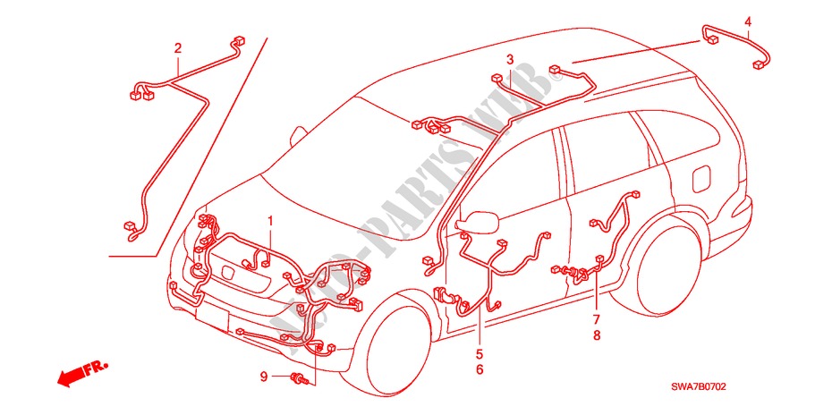 KABELBAUM(LH)(2) für Honda CR-V DIESEL 2.2 COMFORT 5 Türen 6 gang-Schaltgetriebe 2007