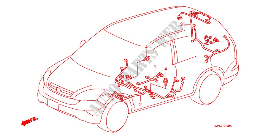 KABELBAUM(RH)(3) für Honda CR-V DIESEL 2.2 ES 5 Türen 6 gang-Schaltgetriebe 2007