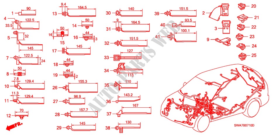 KABELBAUMBAND/BUEGEL(LH)(1) für Honda CR-V DIESEL 2.2 ELEGANCE 5 Türen 6 gang-Schaltgetriebe 2008