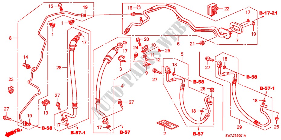 KLIMAANLAGE(SCHLAEUCHE/LEITUNGEN) (RH) (2.0L) (2.4L) für Honda CR-V EX 5 Türen 5 gang automatikgetriebe 2007
