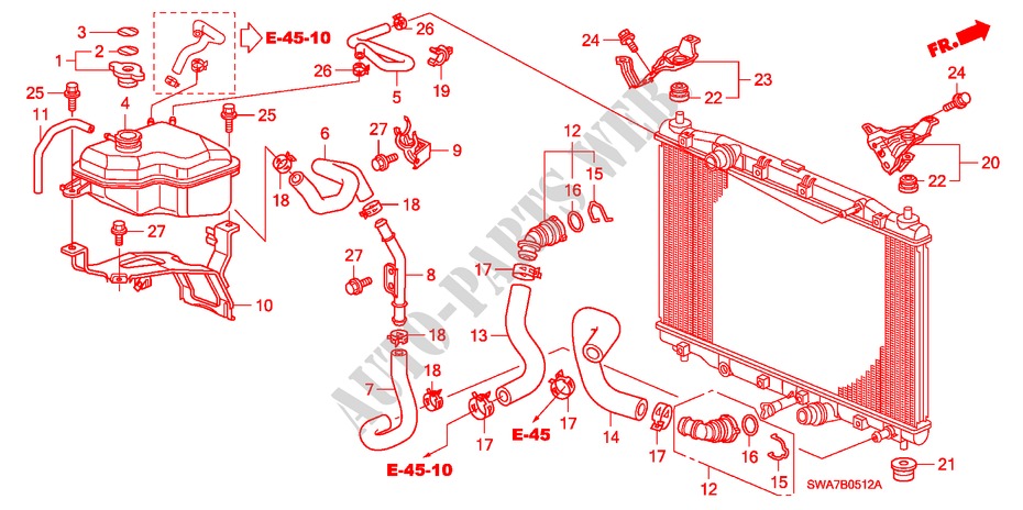 KUEHLERSCHLAUCH/ RESERVETANK(DIESEL) für Honda CR-V DIESEL 2.2 ES 5 Türen 6 gang-Schaltgetriebe 2007