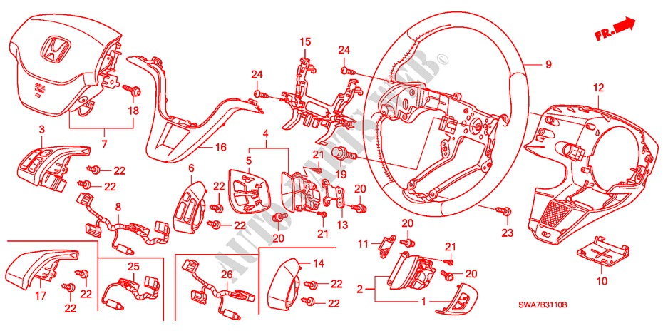 LENKRAD(SRS) für Honda CR-V DIESEL 2.2 ES 5 Türen 6 gang-Schaltgetriebe 2007
