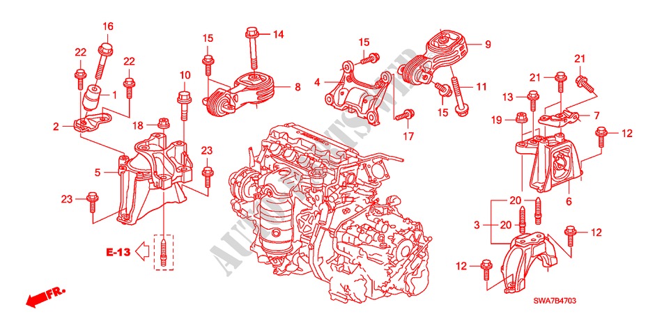 MOTORBEFESTIGUNGEN(2.0L) (AT) für Honda CR-V EX 5 Türen 5 gang automatikgetriebe 2007