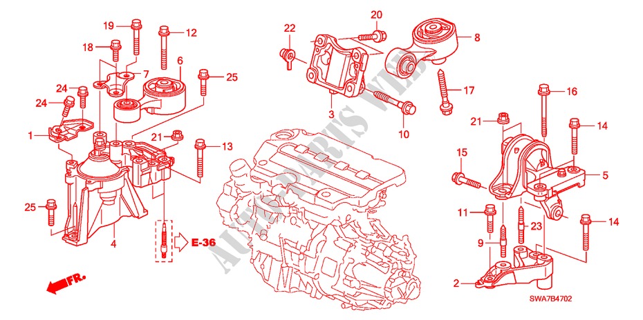 MOTORBEFESTIGUNGEN(DIESEL) für Honda CR-V DIESEL 2.2 ES 5 Türen 6 gang-Schaltgetriebe 2007