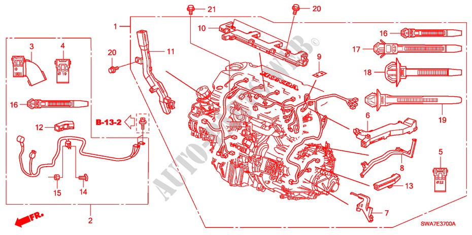 MOTORKABELBAUM (DIESEL) für Honda CR-V DIESEL 2.2 ELEGANCE/SPORT 5 Türen 6 gang-Schaltgetriebe 2008