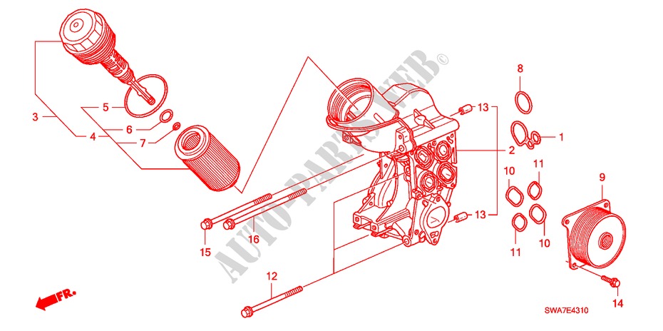 OELFILTERGEHAEUSE(DIESEL) für Honda CR-V DIESEL 2.2 ES 5 Türen 6 gang-Schaltgetriebe 2007