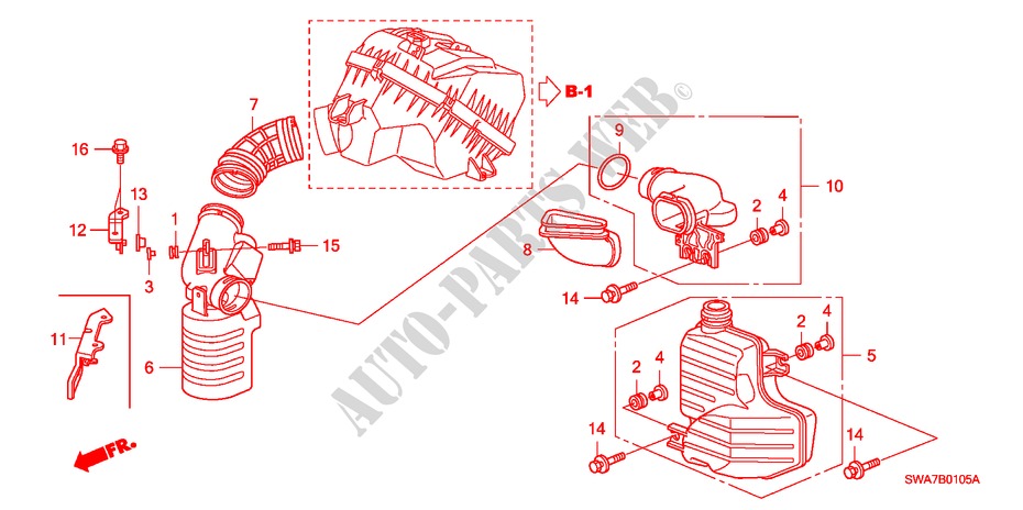 RESONATORKAMMER(2.0L) für Honda CR-V ELEGANCE 5 Türen 6 gang-Schaltgetriebe 2007