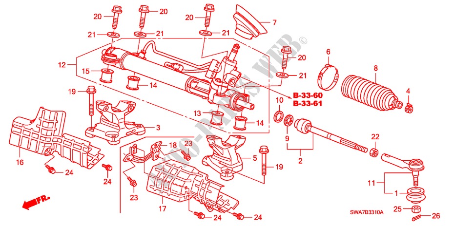 SERVOLENKGETRIEBE(HPS) (LH) für Honda CR-V DIESEL 2.2 ELEGANCE 5 Türen 6 gang-Schaltgetriebe 2008
