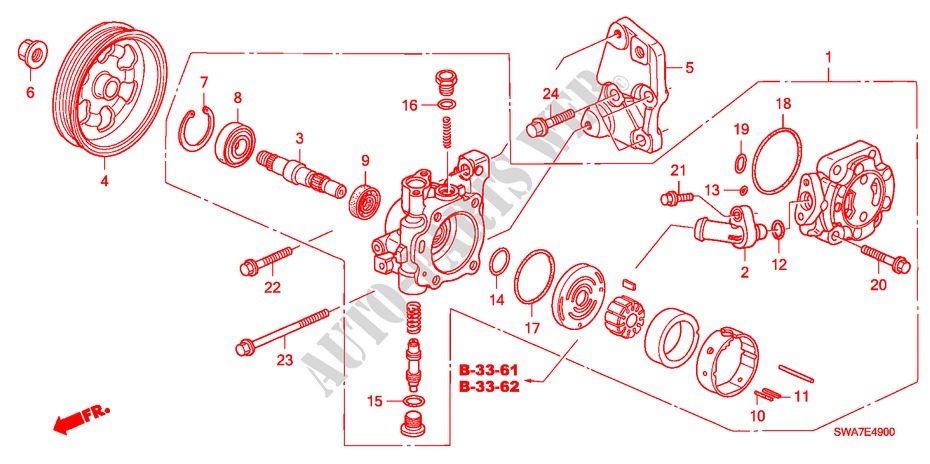 SERVOLENKPUMPE (DIESEL) für Honda CR-V DIESEL 2.2 S&L PACKAGE 5 Türen 6 gang-Schaltgetriebe 2007