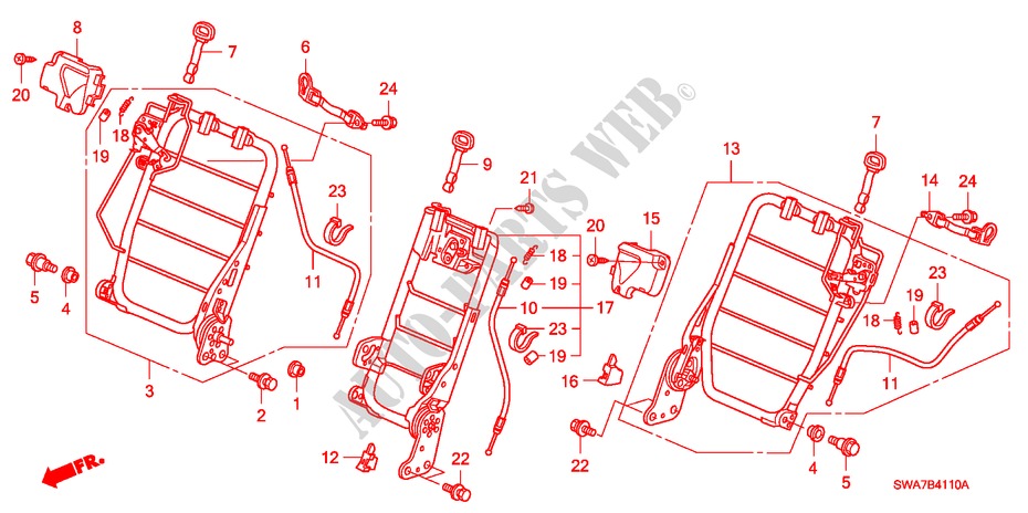 SITZKOMPONENTEN, HINTEN(1) für Honda CR-V DIESEL 2.2 COMFORT 5 Türen 6 gang-Schaltgetriebe 2007