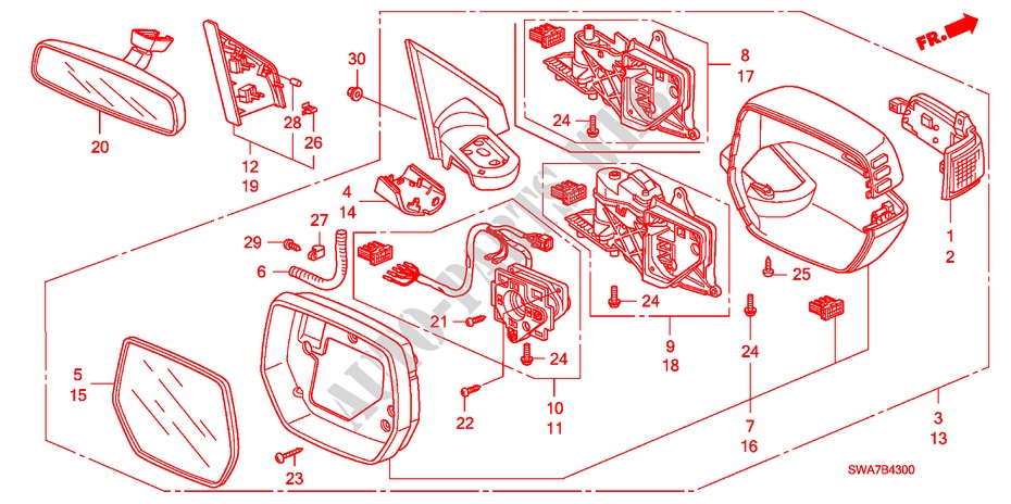 SPIEGEL für Honda CR-V EX 5 Türen 5 gang automatikgetriebe 2007