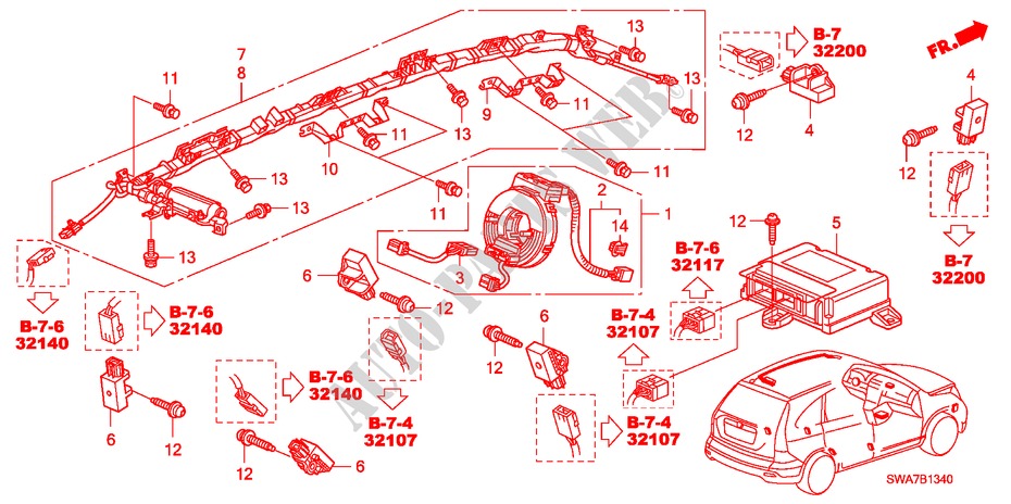 SRS EINHEIT(LH) für Honda CR-V DIESEL 2.2 S&L PACKAGE 5 Türen 6 gang-Schaltgetriebe 2007