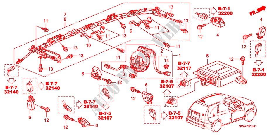 SRS EINHEIT(RH) für Honda CR-V EX 5 Türen 5 gang automatikgetriebe 2007