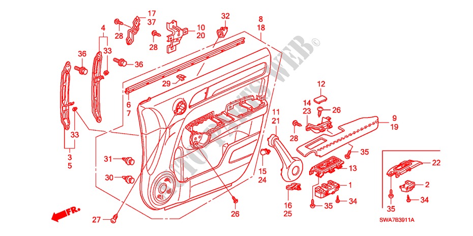 TUERVERKLEIDUNG, VORNE(RH) für Honda CR-V DIESEL 2.2 SE 5 Türen 6 gang-Schaltgetriebe 2008