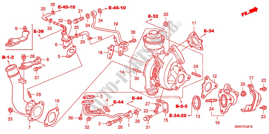 TURBOLADER(DIESEL) für Honda CR-V DIESEL 2.2 ELEGANCE/SPORT 5 Türen 6 gang-Schaltgetriebe 2008