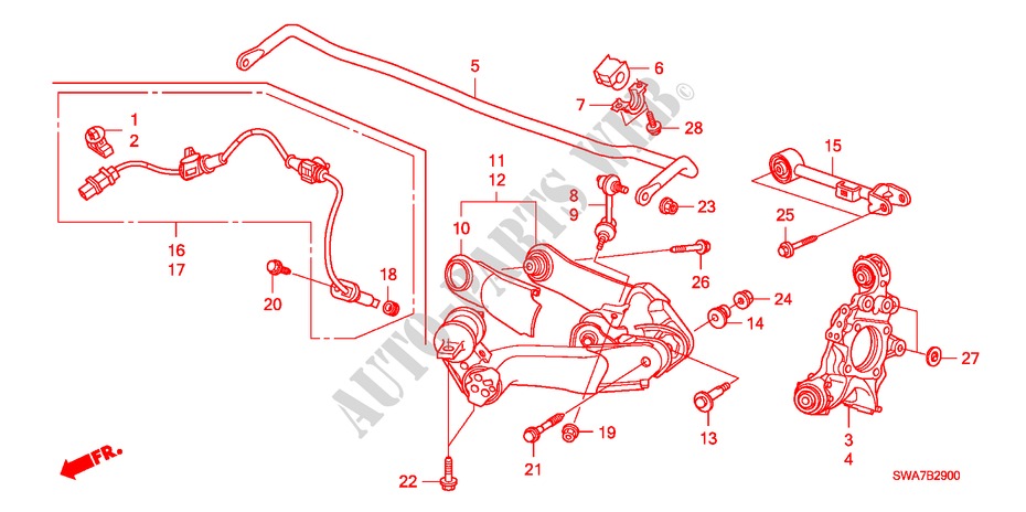UNTERER ARM, HINTEN für Honda CR-V EX 5 Türen 5 gang automatikgetriebe 2007