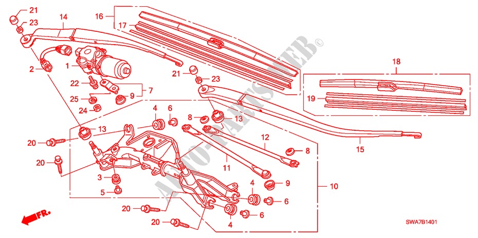WINDSCHUTZSCHEIBENWISCHER (RH) für Honda CR-V DIESEL 2.2 ES 5 Türen 6 gang-Schaltgetriebe 2007