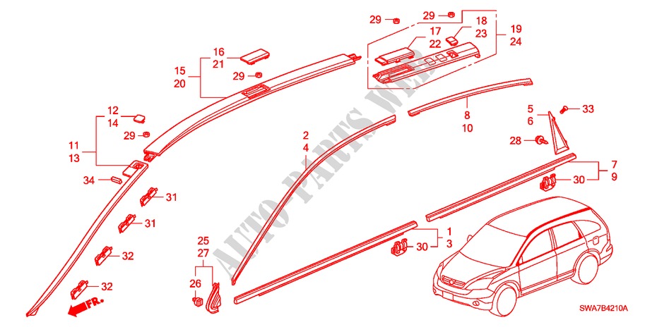 ZIERLEISTE für Honda CR-V DIESEL 2.2 ELEGANCE/SPORT 5 Türen 6 gang-Schaltgetriebe 2008