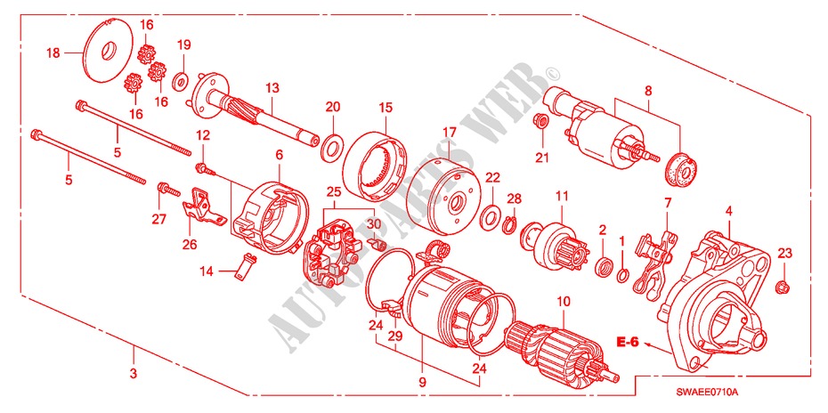 ANLASSER(DENSO)(2.0L) für Honda CR-V ES 5 Türen 6 gang-Schaltgetriebe 2009