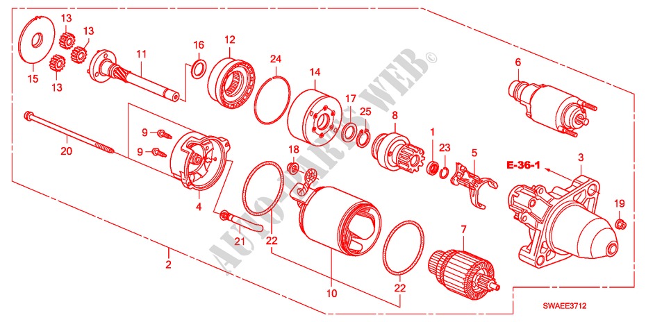 ANLASSER(DENSO)(DIESEL)('10)(AT) für Honda CR-V DIESEL 2.2 ES 5 Türen 5 gang automatikgetriebe 2010