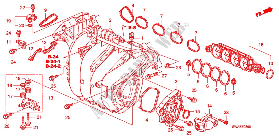 ANSAUGKRUEMMER(2.0L) für Honda CR-V ES 5 Türen 6 gang-Schaltgetriebe 2010