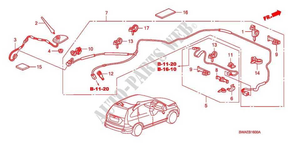 ANTENNE(LH) für Honda CR-V DIESEL 2.2 ELEGANCE/LIFE 5 Türen 5 gang automatikgetriebe 2010