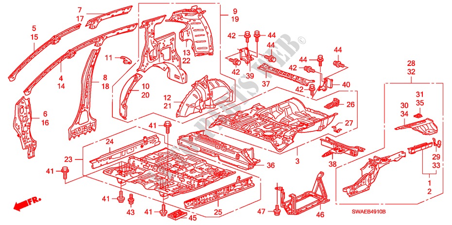 BODEN/INNENBLECHE für Honda CR-V ES 5 Türen 6 gang-Schaltgetriebe 2009