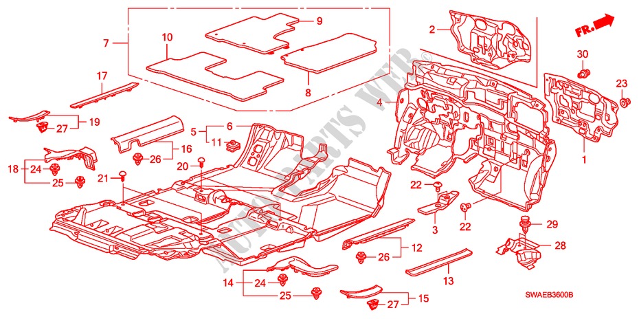 BODENMATTE für Honda CR-V DIESEL 2.2 S&L PACK 5 Türen 6 gang-Schaltgetriebe 2009