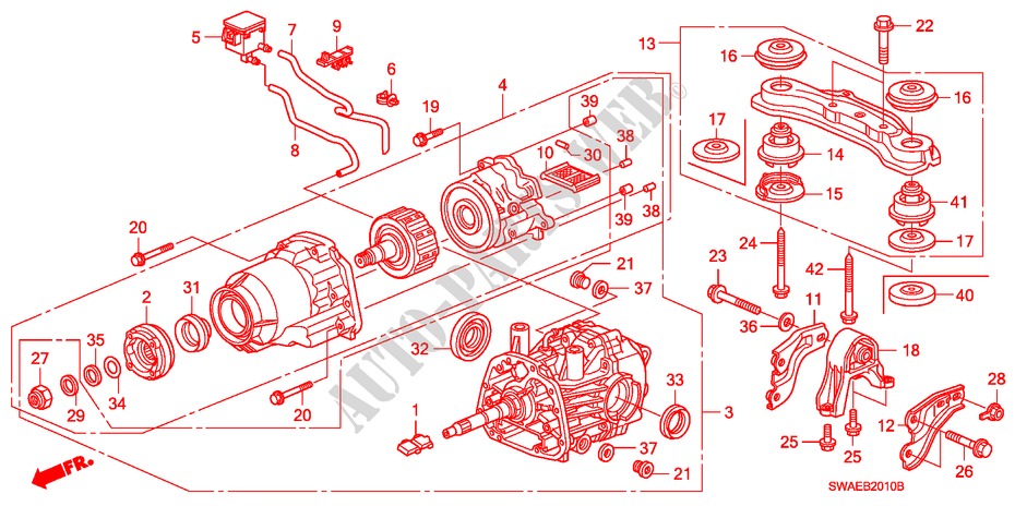 DIFFERENTIAL, HINTEN/FASSUNG für Honda CR-V EXECUTIVE 5 Türen 6 gang-Schaltgetriebe 2009