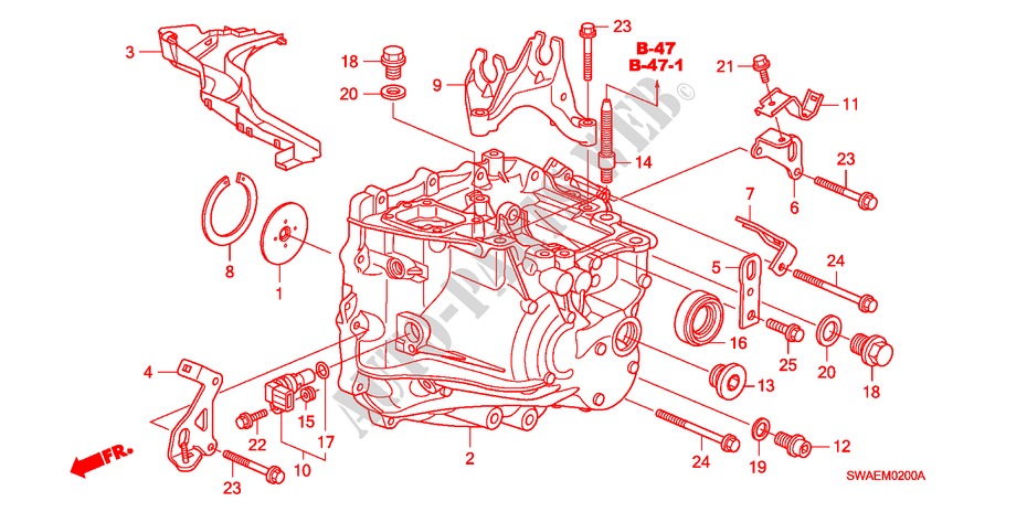 GETRIEBEGEHAEUSE(2.0L)(2.4L) für Honda CR-V EXECUTIVE 5 Türen 6 gang-Schaltgetriebe 2009