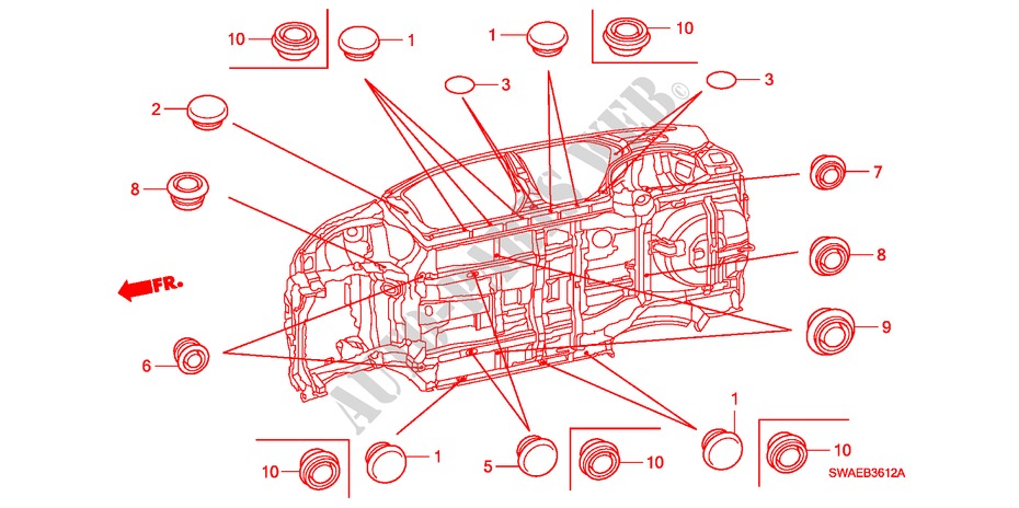 GUMMITUELLE(UNTEN) für Honda CR-V ES 5 Türen 6 gang-Schaltgetriebe 2009