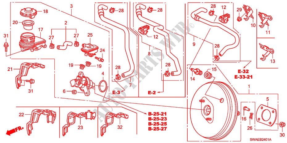 HAUPTBREMSZYLINDER/MASTER POWER(RH) für Honda CR-V ES 5 Türen 6 gang-Schaltgetriebe 2009