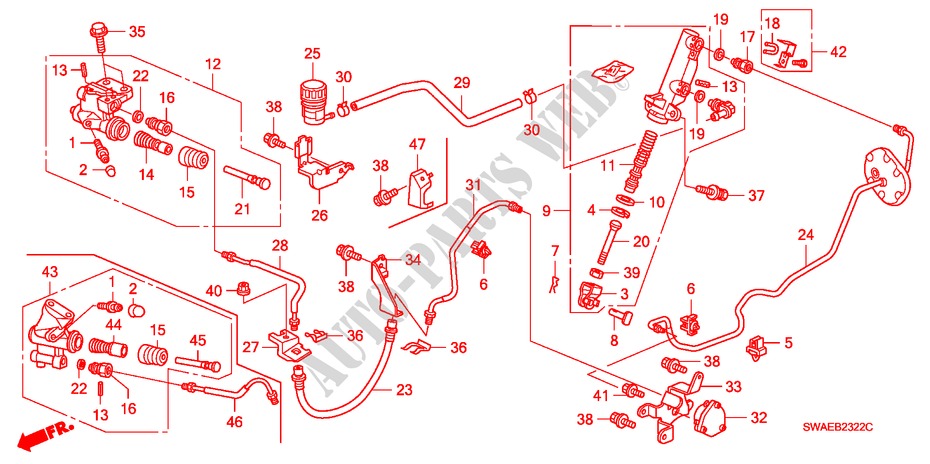 HAUPTKUPPLUNGSZYLINDER(DIESEL)(LH) für Honda CR-V DIESEL 2.2 S&L PACK 5 Türen 6 gang-Schaltgetriebe 2009