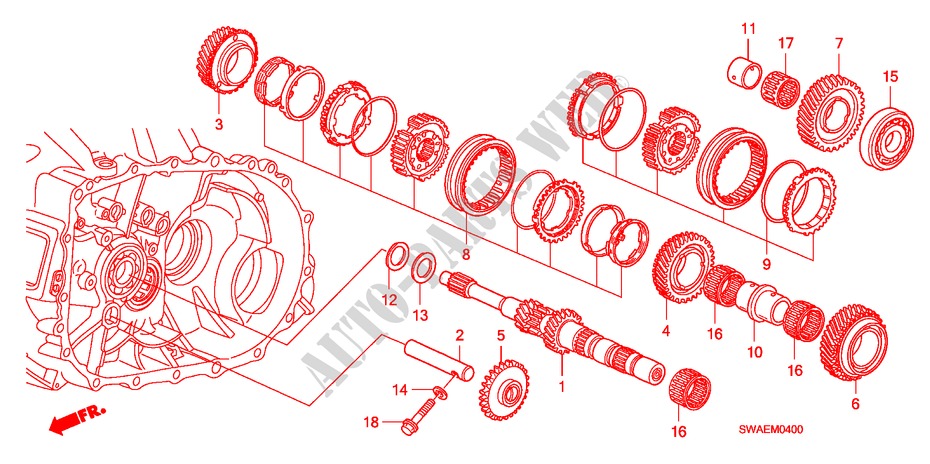 HAUPTWELLE(2.0L)(2.4L) für Honda CR-V ES 5 Türen 6 gang-Schaltgetriebe 2009