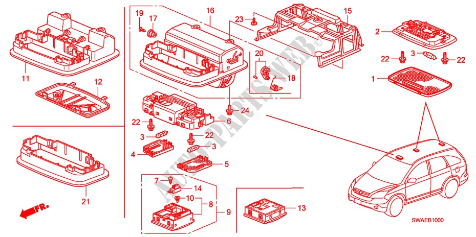 INNENLEUCHTE für Honda CR-V DIESEL 2.2 EXECUTIVE 5 Türen 6 gang-Schaltgetriebe 2010