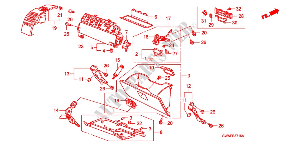 INSTRUMENTENBRETT(BEIFAHRERSEITE)(RH) für Honda CR-V ES 5 Türen 6 gang-Schaltgetriebe 2010