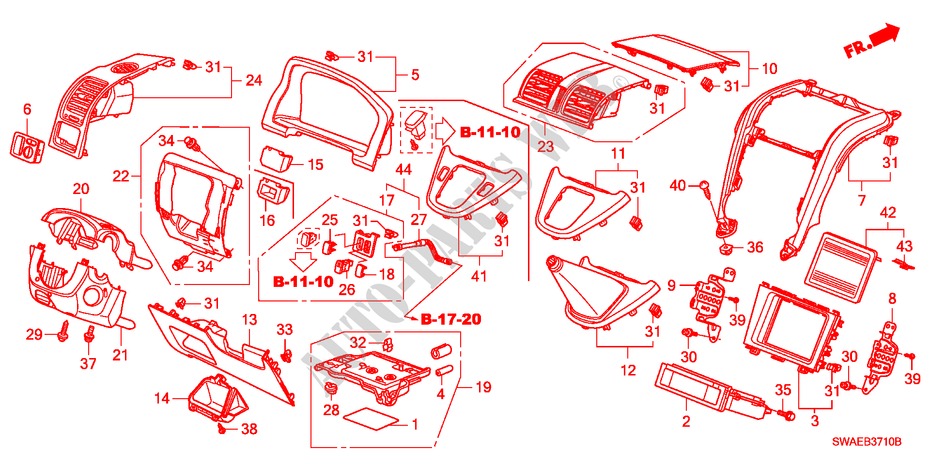 INSTRUMENTENBRETT(FAHRERSEITE)(LH) für Honda CR-V DIESEL 2.2 S&L PACK 5 Türen 6 gang-Schaltgetriebe 2009