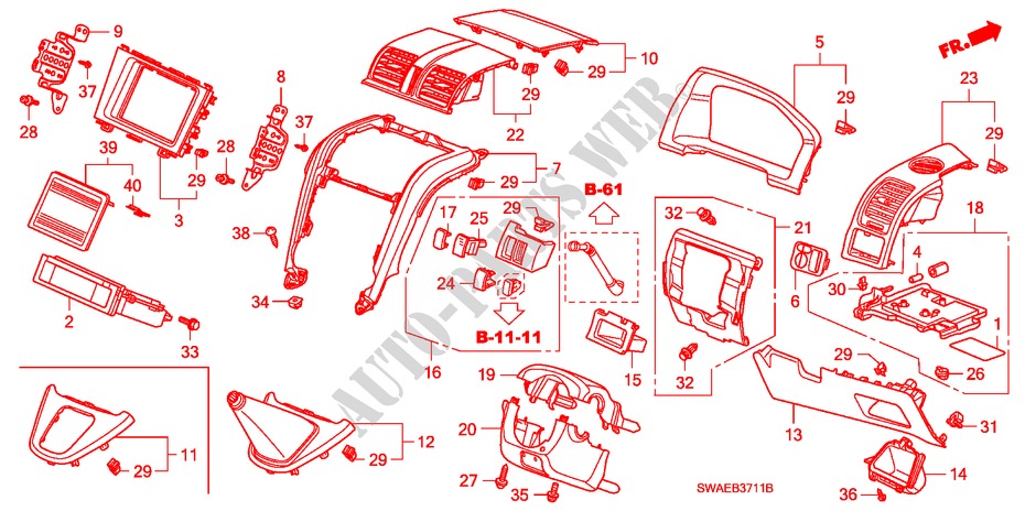 INSTRUMENTENBRETT(FAHRERSEITE)(RH) für Honda CR-V ES 5 Türen 6 gang-Schaltgetriebe 2009