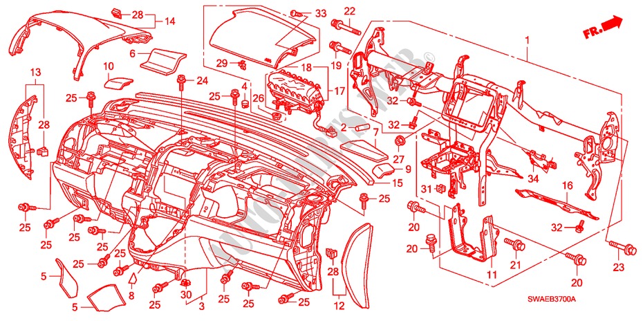 INSTRUMENTENBRETT(LH) für Honda CR-V DIESEL 2.2 ELEGANCE/LIFE 5 Türen 5 gang automatikgetriebe 2010