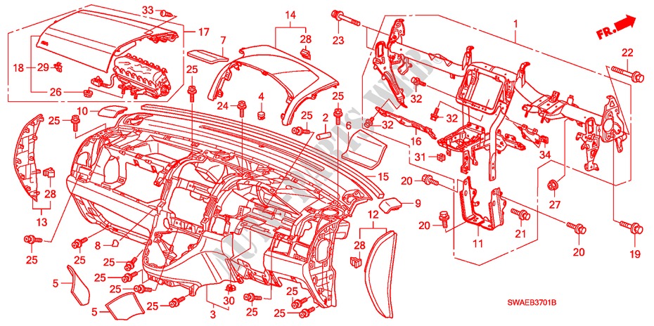 INSTRUMENTENBRETT(RH) für Honda CR-V ES 5 Türen 6 gang-Schaltgetriebe 2009