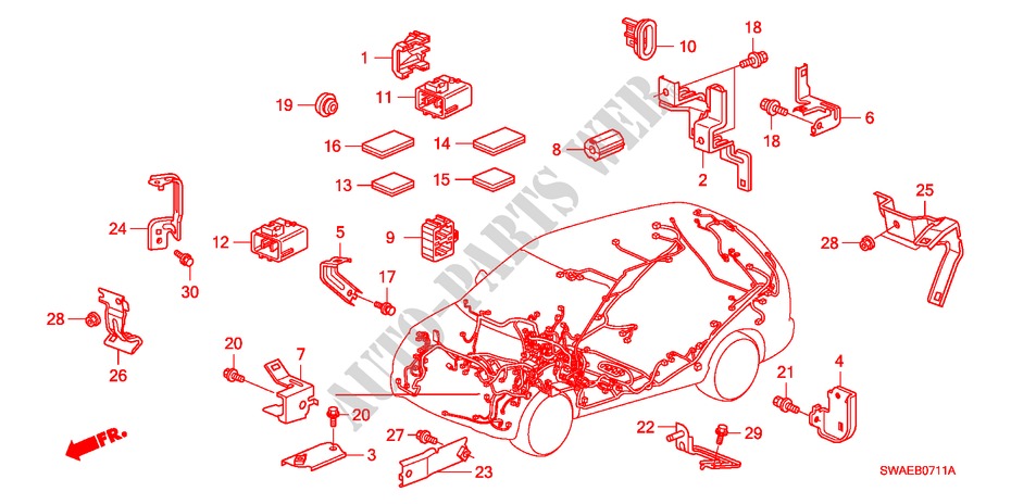 KABELBAUMBAND/BUEGEL(LH)(2) für Honda CR-V EXECUTIVE 5 Türen 6 gang-Schaltgetriebe 2009