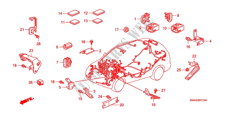 KABELBAUMBAND/BUEGEL(RH)(2) für Honda CR-V DIESEL 2.2 ES 5 Türen 5 gang automatikgetriebe 2010