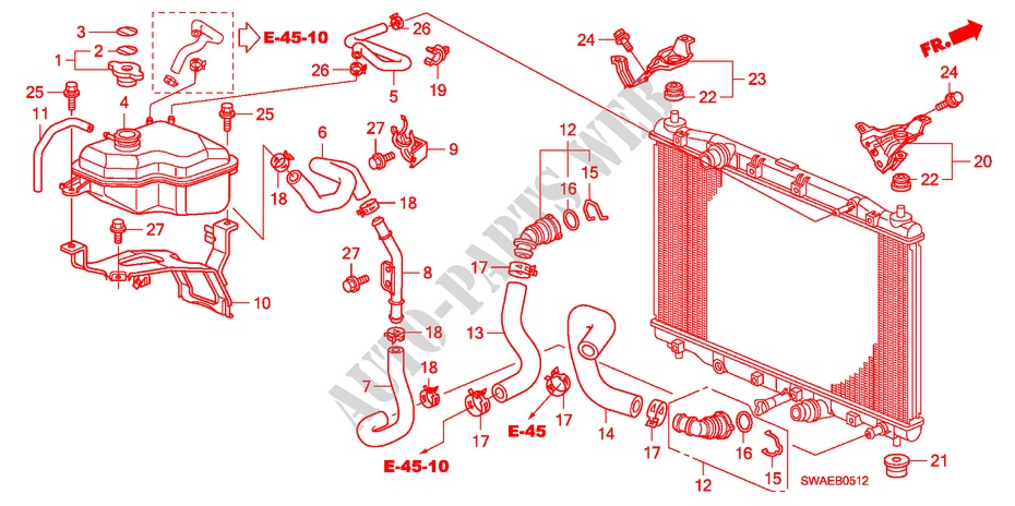 KUEHLERSCHLAUCH/RESERVETANK(DIESEL)('09) für Honda CR-V DIESEL 2.2 S&L PACK 5 Türen 6 gang-Schaltgetriebe 2009