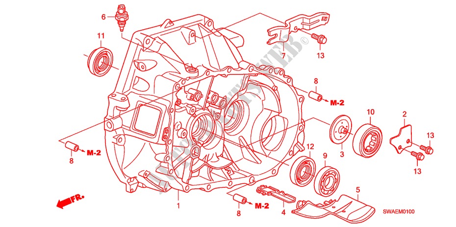 KUPPLUNGSGEHAEUSE(2.0L) für Honda CR-V EXECUTIVE 5 Türen 6 gang-Schaltgetriebe 2009