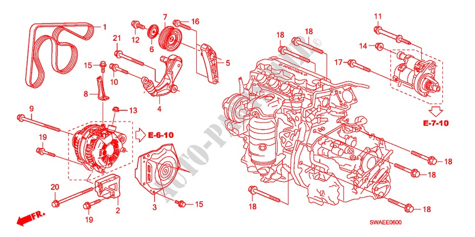 LICHTMASCHINENHALTERUNG(2.0L) für Honda CR-V ES 5 Türen 6 gang-Schaltgetriebe 2009