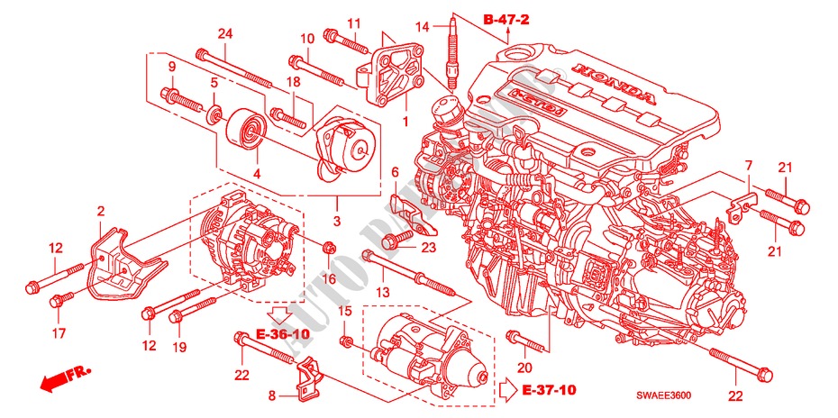 MOTORHALTERUNG(DIESEL)('09) für Honda CR-V DIESEL 2.2 S&L PACK 5 Türen 6 gang-Schaltgetriebe 2009